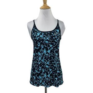 Nike Tank Top Women S Small Blue Black Dry Miler Running Y Back Athletic Stretch